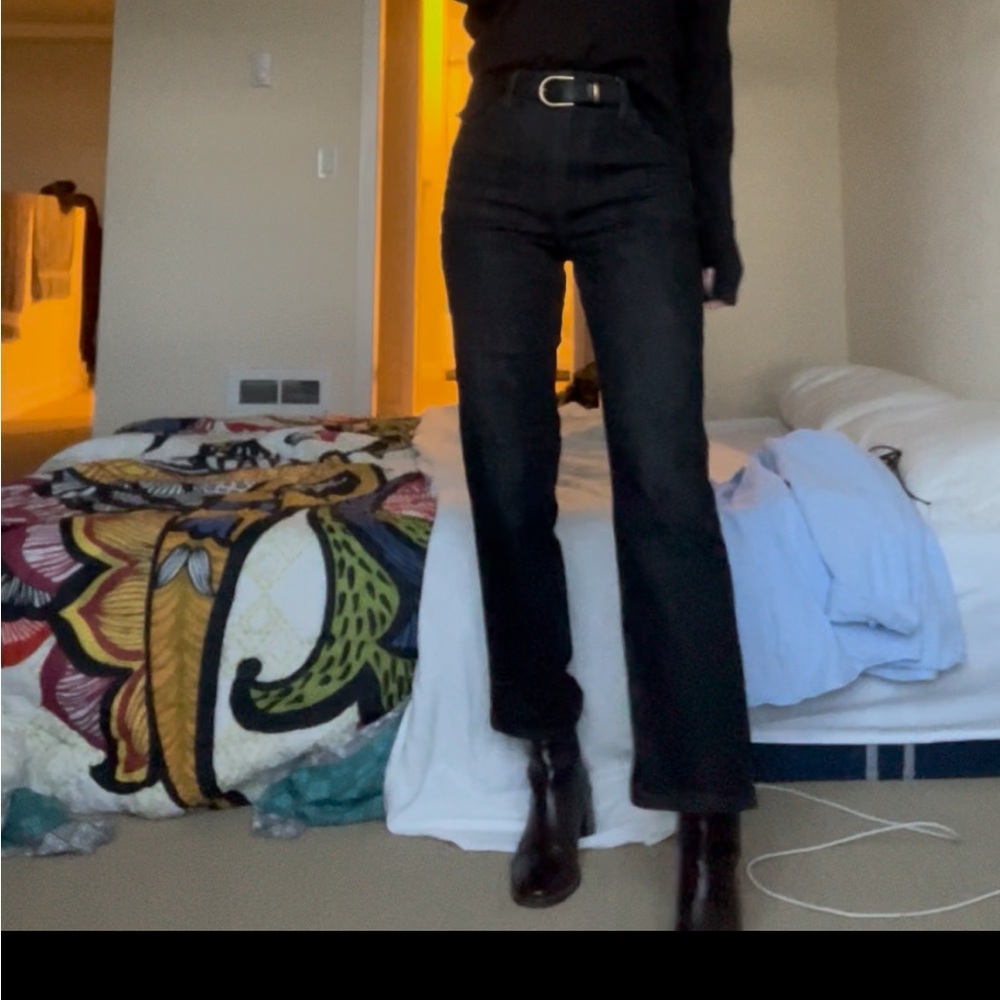 Lee High Rise Straight Leg Ankle Black Jeans 28